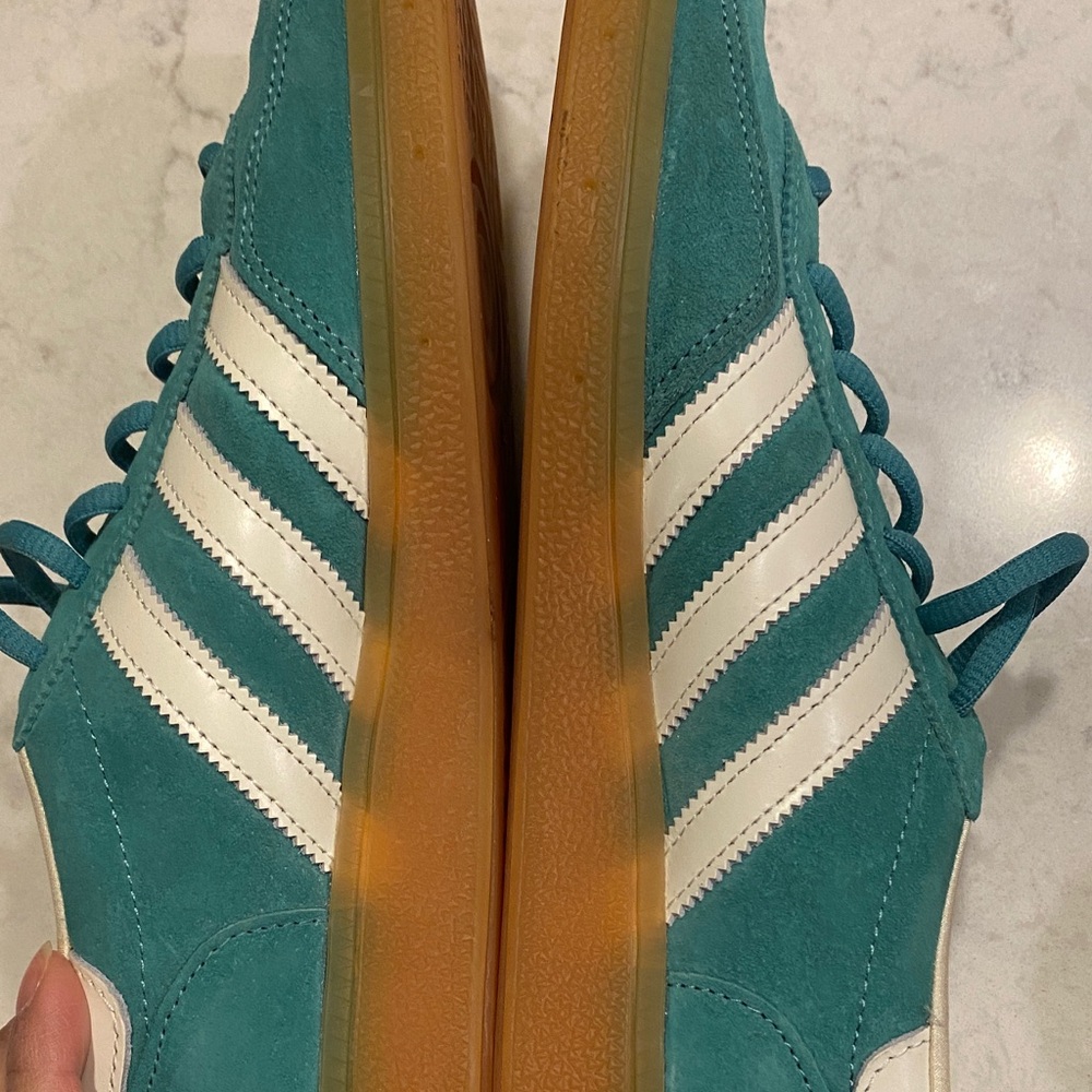 Adidas Men's Turquoise and White Sneakers - Picture 4 of 6